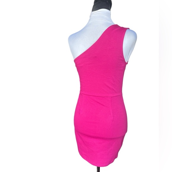 Lulus Down to Party Hot Pink One-Shoulder Cutout Bodycon Mini Dress Size S NWT - Picture 4 of 8